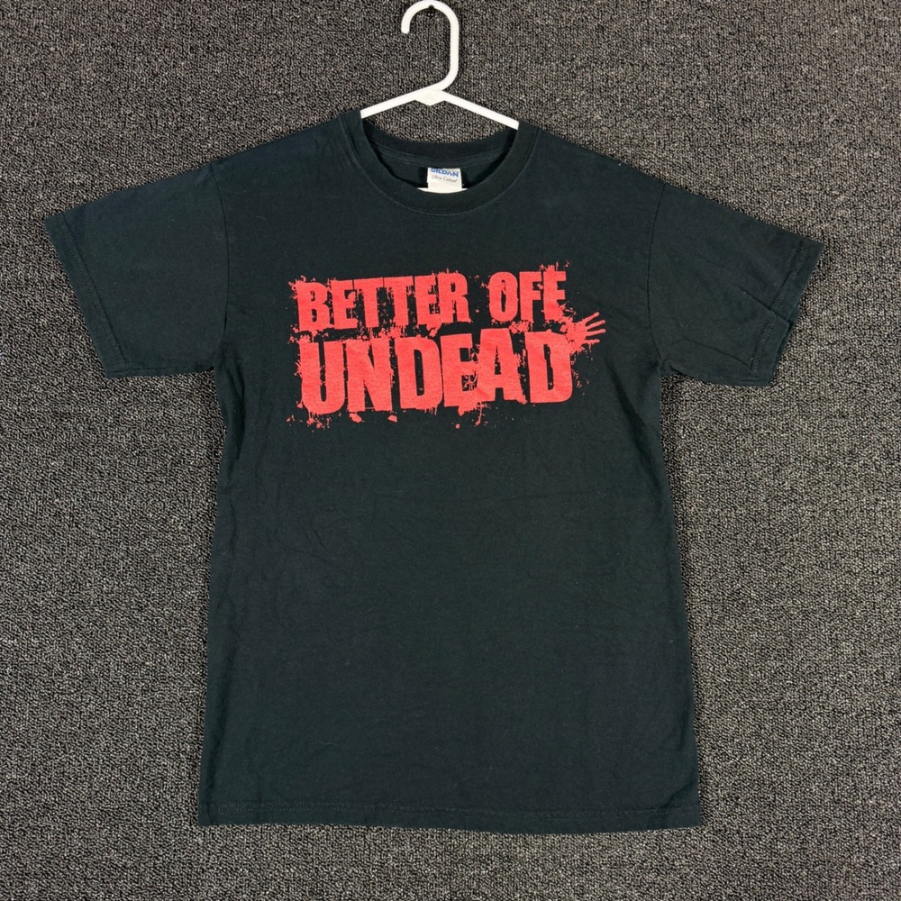 Better Off Undead Graphic T-Shirt Men's S Black Red Zombie Y2K Style Emo